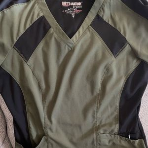 Green and black scrub top